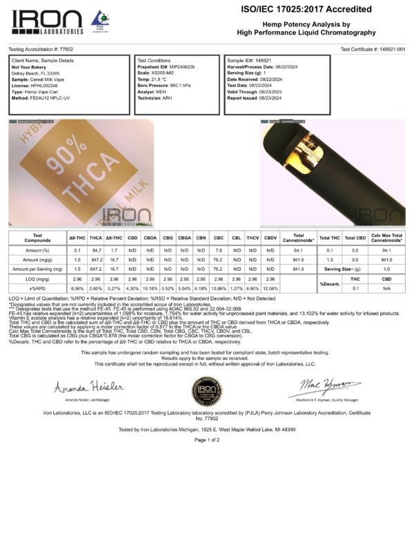 NYB LABS | Cereal Milk Vape | 1g - Image 2